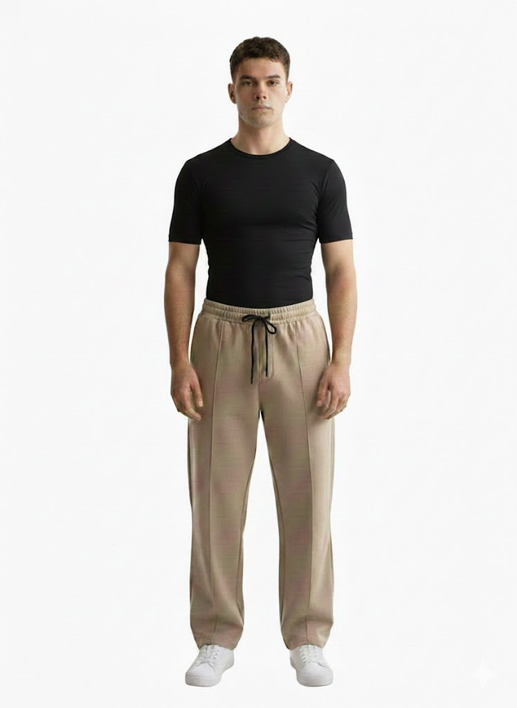 Beige Front Stitch Low Fit Trouser
