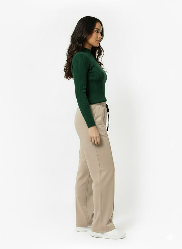 Beige Front Stitch Low Fit Trouser