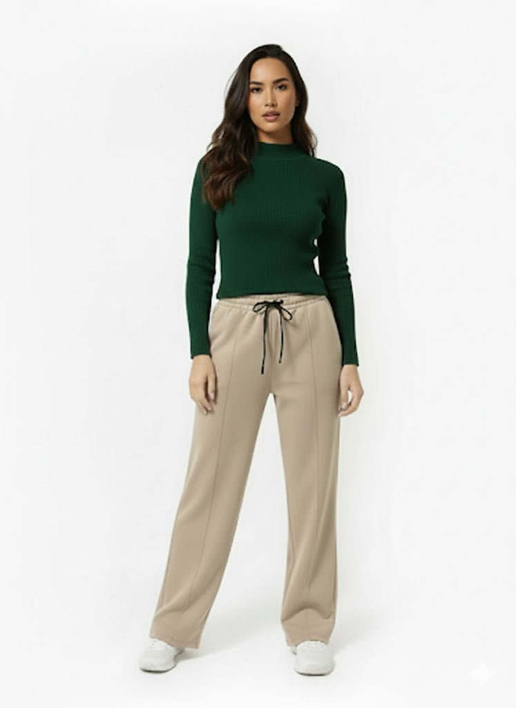 Beige Front Stitch Low Fit Trouser