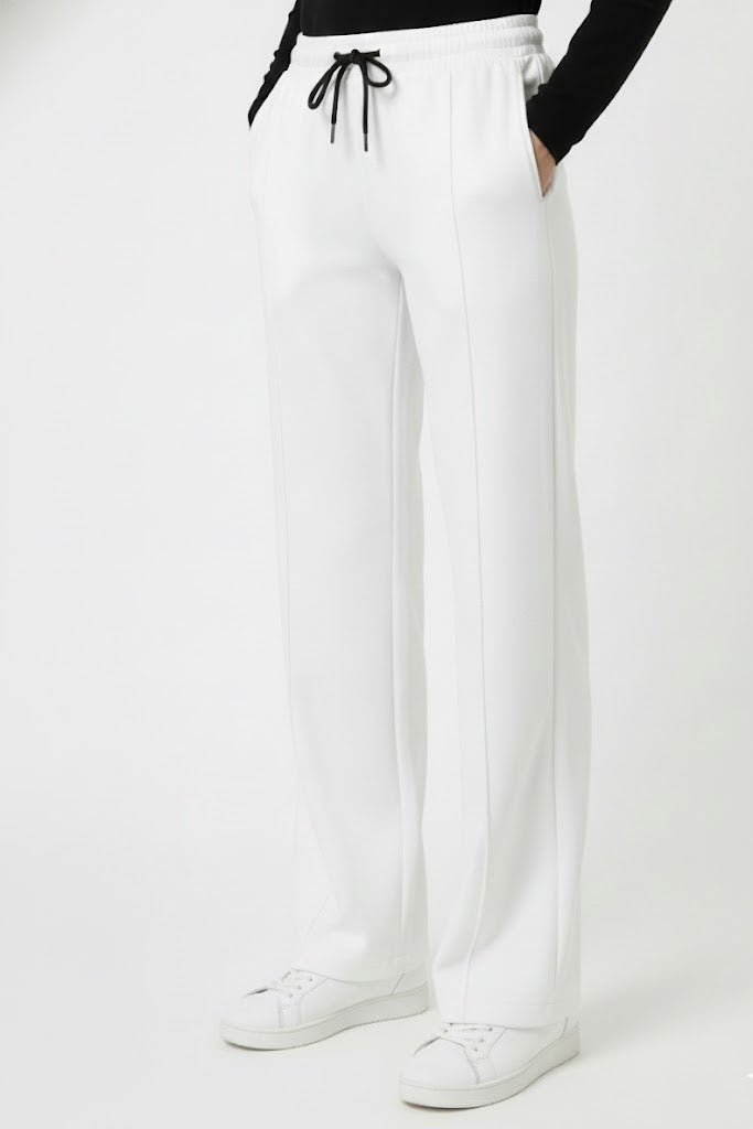 White Lose Fit Front Stitch Trouser